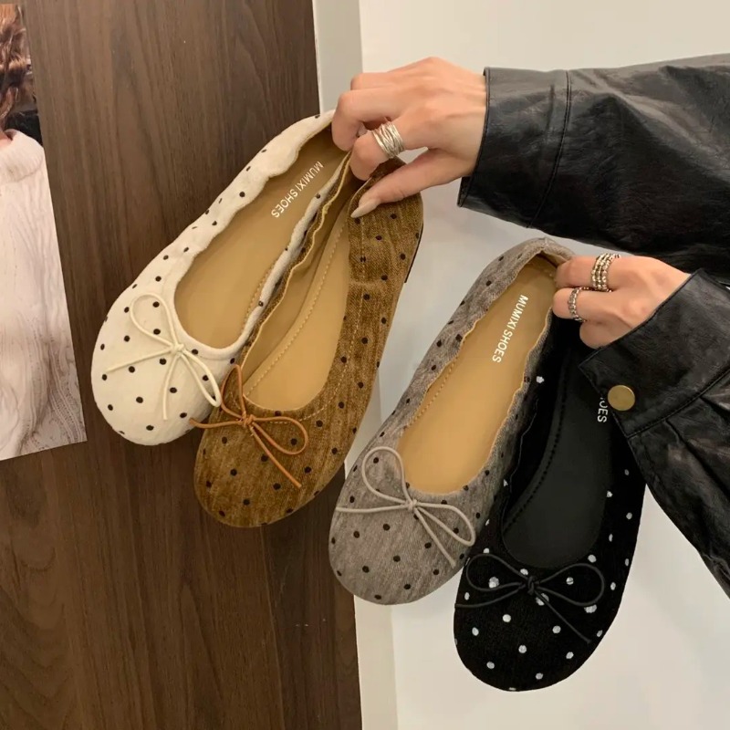 Ballet Flat Women - أحذية باليه نسائية بنقشة البولكا دوت،