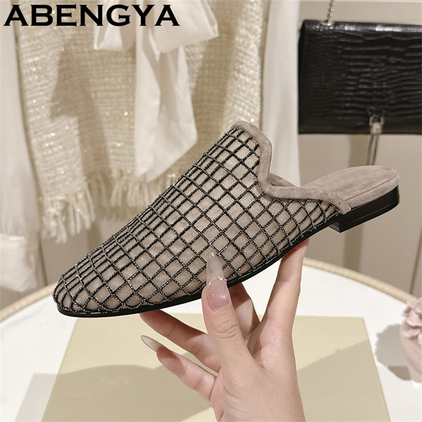 Women Shoes For Walking - أحذية نسائية مسطحة لامعة من الدانتيل