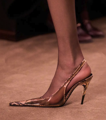 Women'S Shoes Paris - أحذية كعب عالي شفافة مدببة بنقشة