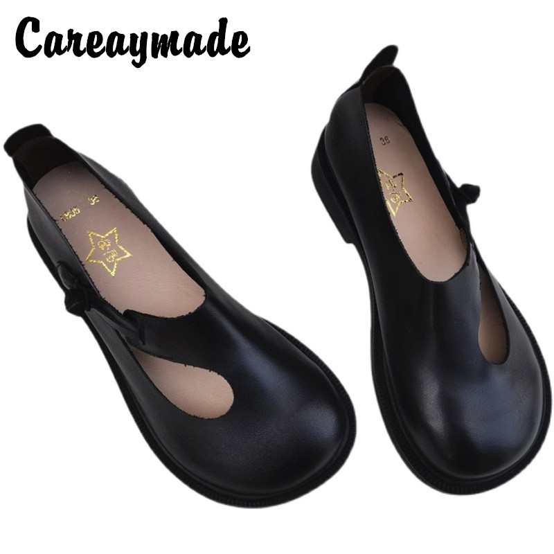 Women'S Heels - Careaymade-جلد طبيعي أحذية كبيرة الرجعية الوطنية